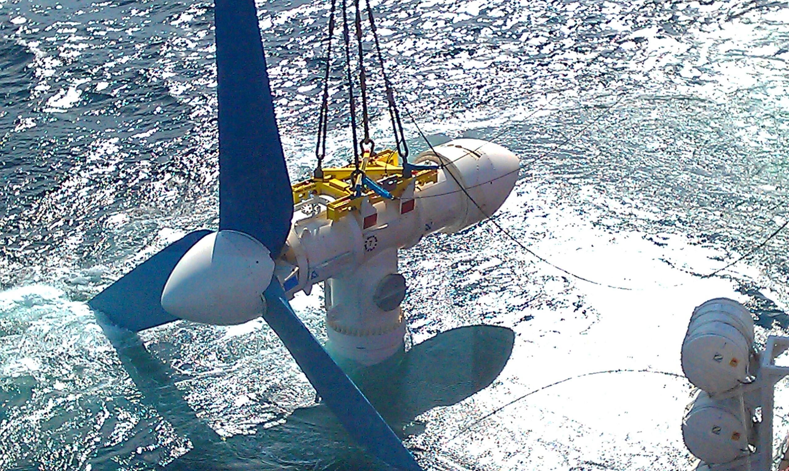 Deployment of AR1000 at the EMEC test site, 2011 (Image Atlantis Resources Corporation) IMAG0553
