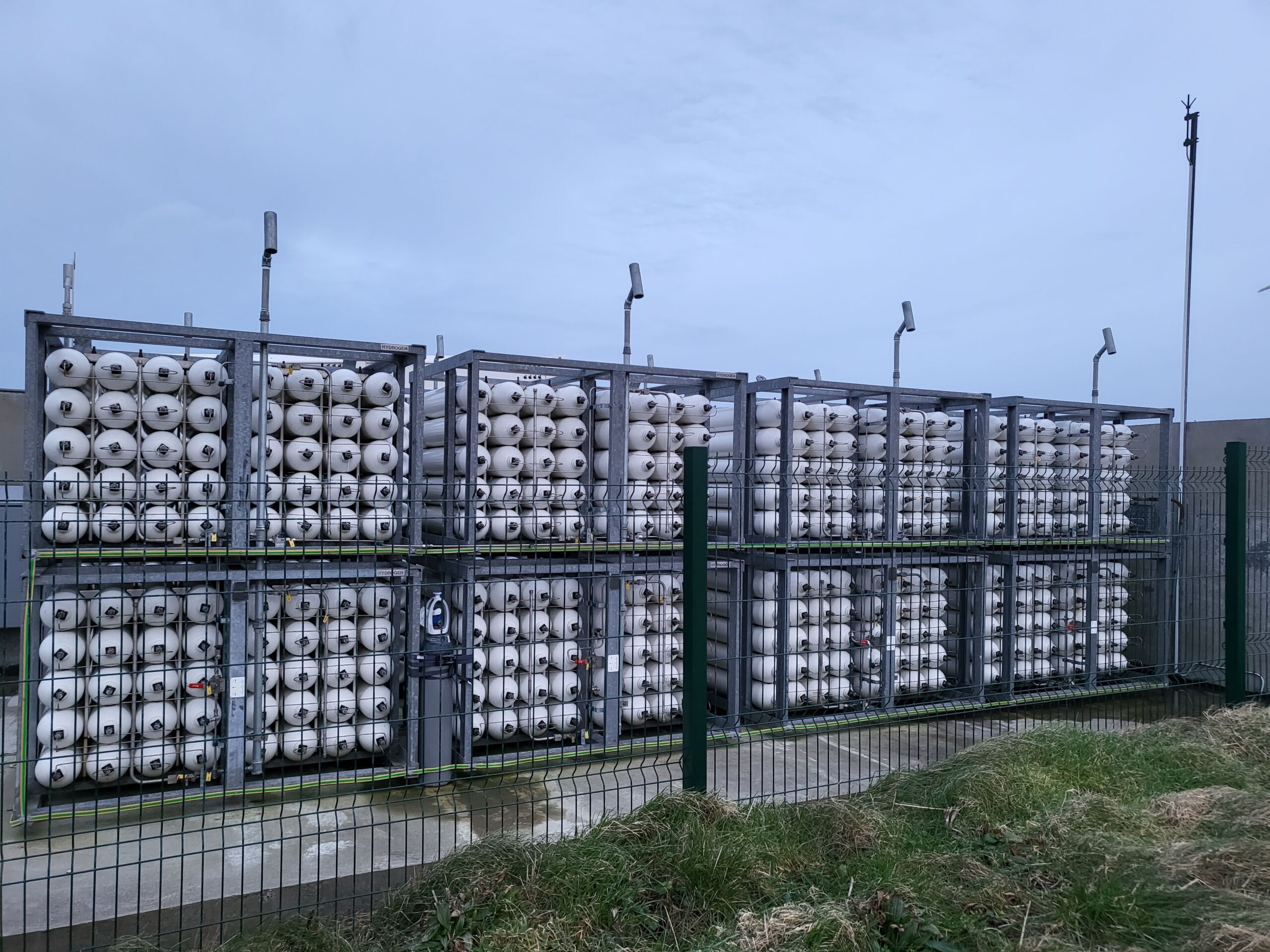 Hydrogen Store Five Tonnes of hydrogen stored in cylinders ready for shipping